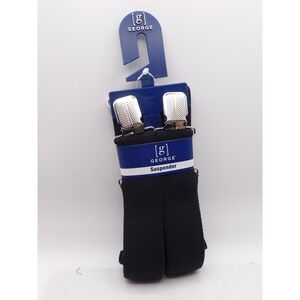 George 1.5" Terry Suspenders BLACK New!!
